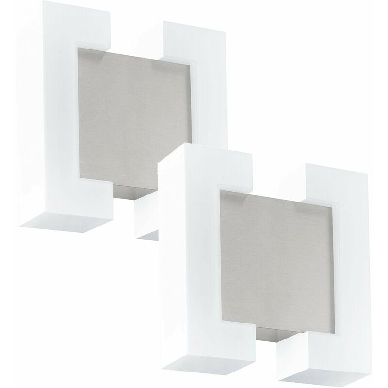 2 pack IP44 Outdoor Wall Light Satin Nickel Diffused White 4.8W led