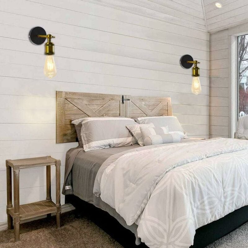 2 Pack Lampe Murale Industrielle Rétro Vintage Applique Mural E27