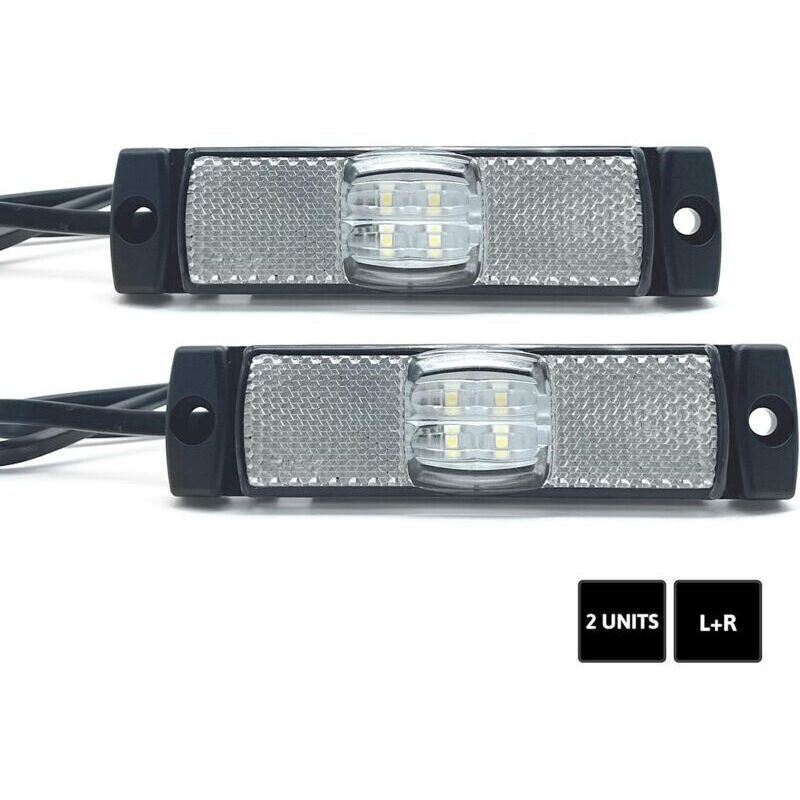2-Pack LED Marker Lights, White 12V/24V = 0.04A/0.04A, Waterproof, Exterior LED Car Lights for Trailer Lights, Camper Van Accessories, Truck