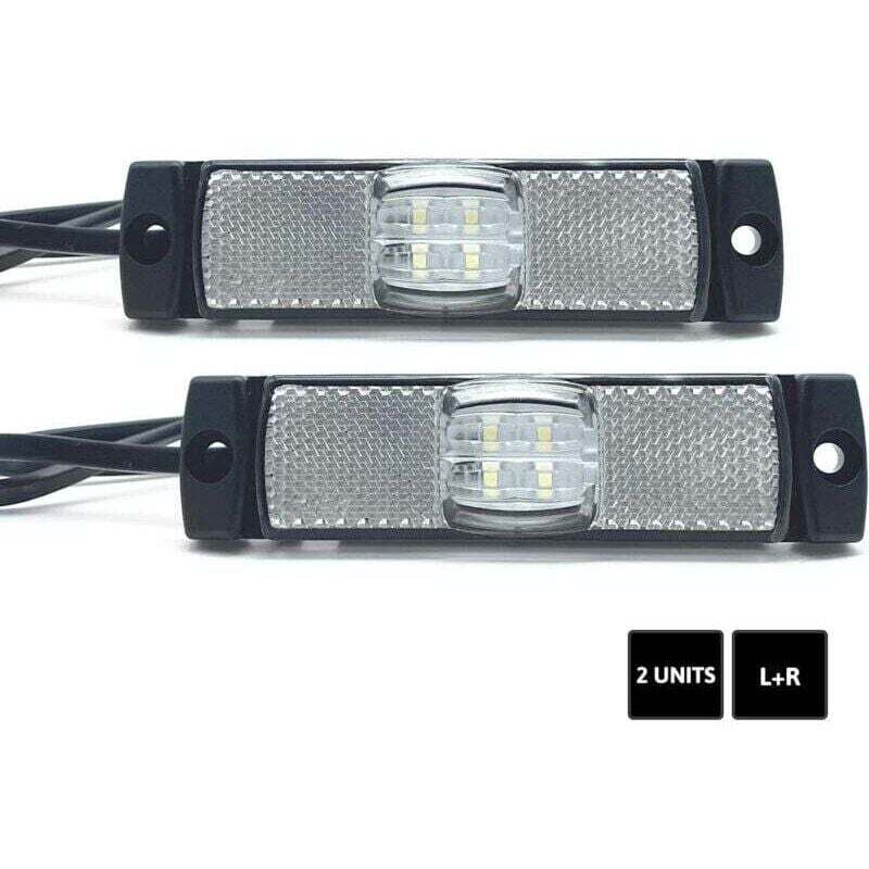 2-Pack LED Marker Lights, White 12V/24V = 0.04A/0.04A, Waterproof, Exterior LED Car Lights for Trailer Lights, Camper Van Accessories, Truck, etc.