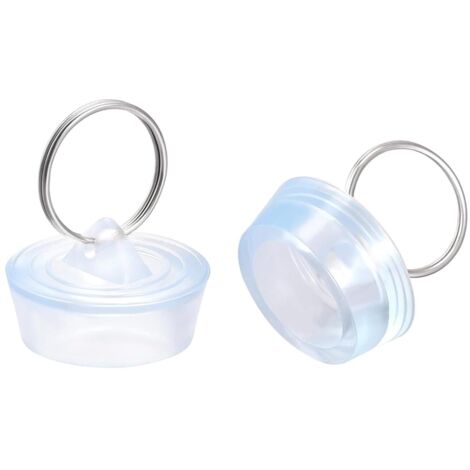 2 Pack Light Blue 29-32mm Rubber Drain Plug with Hanging Ring for Bathtub Kitchen Bathroom