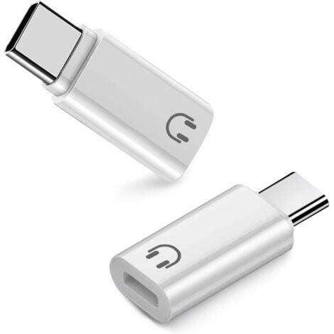 2-pack Lightning to USB-C male to Lightning audio adapter for 15/16 series smartphones, not for charging/data transfer, white
