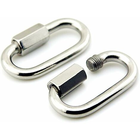 2-pack M8 en acier inoxydable D Forme mousqueton Quick Link Keychain Buckle