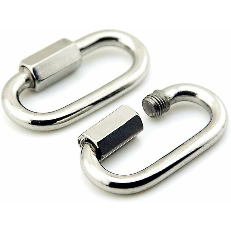 2-pack M8 Stainless Steel d Shape Carabiner Quick Link Keychain Buckle