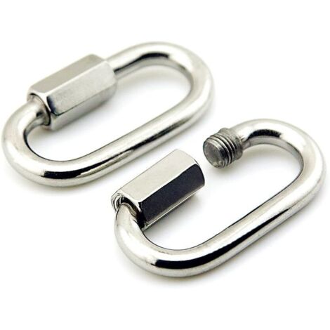 2-pack M8 Stainless Steel D Shape Carabiner Quick Link Keychain Buckle