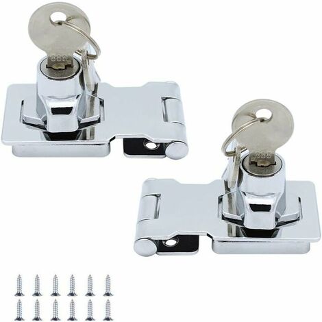 (2 Pack) Metal Locking Hasp 65mm Door Bolt Latch Buckle with Padlock and Key - Chrome Hardware for Locking Shed Doors Cabinets Boxes Furniture