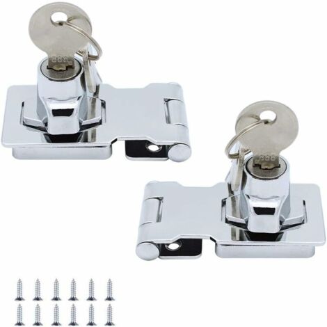 (2 pack) Metal Locking Hasp 65mm Door Bolt Latch Buckle with Padlock and Key - Chrome Hardware for Locking Shed Doors Cabinets Boxes Furniture