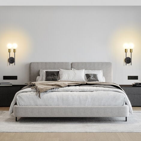 WOTTES 2-pack Modern LED Wall Light Indoor Wall Sconce Up and Down Wall Lamp Wireless Wall Light Black