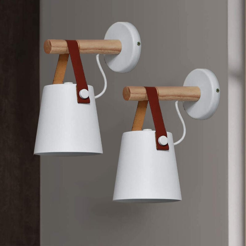 Led Applique Murale Contemporain E27 Lampe Intérieur de Chevet Blanc 2PCS