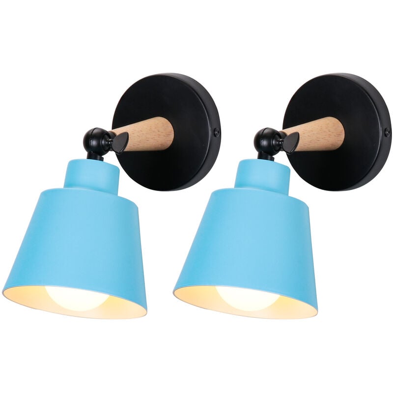 2 Pack Moderne Applique Murale Intérieur Cage en Métal E27 Plafonnier en Métal Design Macaron Bleu