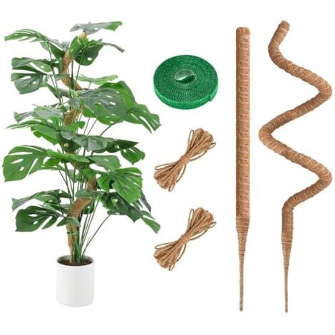 2 Pack Monstera Tuteur 120cm en Coco, Flexible en Mousse avec Accessoires, Fibre de Coco pour Plantes Grimpantes Indoor