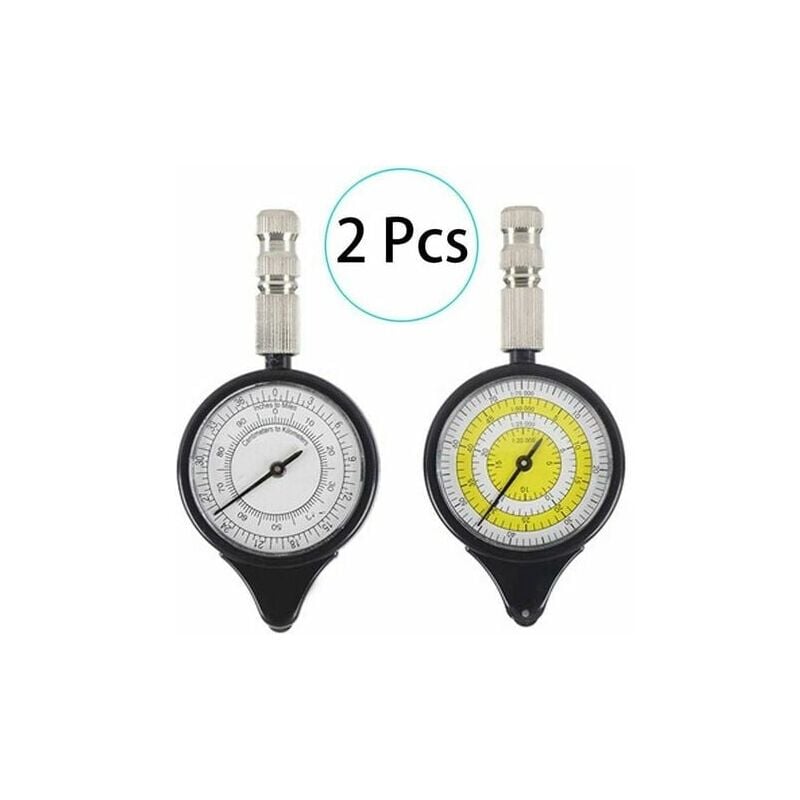 Aiperq - 2 Pack Multi-Function Odometer Rangefinder Map with Compass, Curvimeter, Distance Calculator for Hiking, Camping and Outdoor Survival.