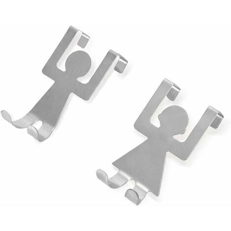 2 Pack No Drilling Door Hooks Creative Door Hooks Stainless Steel Coat Rack 8 x 4.5cm