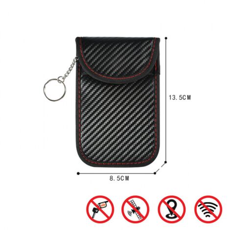 2 Pack No Key Fob RFID Blocking Case Car Key Signal Blocking Faraday Pouch Bag, RFID Signal Blocking Pouches for Car Key, Carbon Fiber Anti RFID Protection Case--Oval Carbon