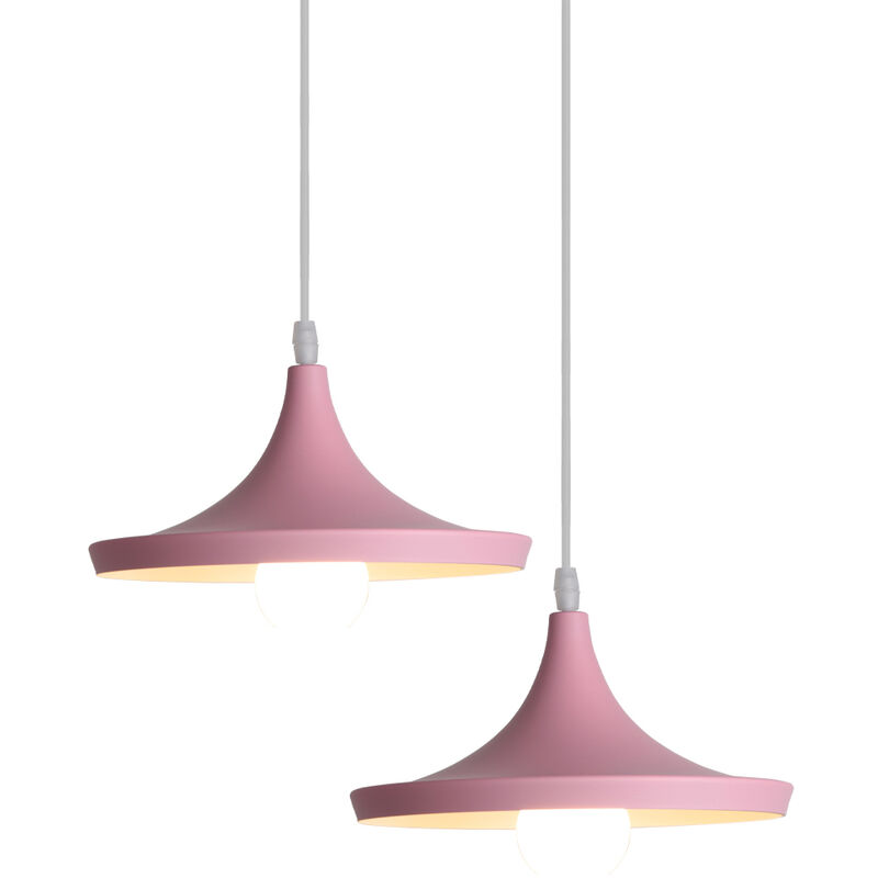 2 Pack Nordic Minimalist Chandelier Pink Creative Retro Metal Pendant Lamp Modern Indoor Pendant Light for Bedroom Bedside Dining Room Living Room