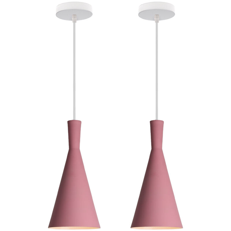 2 Pack Nordic Minimalist Chandelier Pink Creative Retro Pendant Lamp Metal Modern Indoor Pendant Light for Bedroom Bedside Dining Room Living Room
