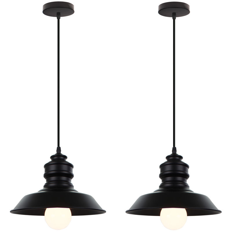 

2 Pack Nostálgico Antiguo Colgante Luz Negro Retro Industrial Lámparas de Colgar Hierro Metal Creativo Lámpara de Araña para Dormitorio Café Bar