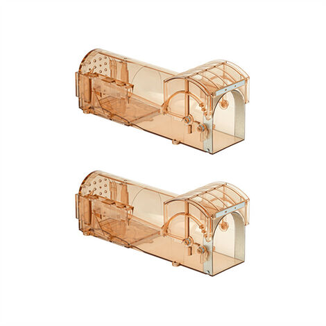 2 Pack Piège à Souris sans cruauté Eco-Amical Pas de Tuer Piège de contrôle des rongeurs Transparent Réutilisable Piège à Rats Piege a Souris (Brun Transparent)