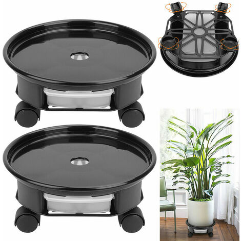 main image of "2 Pack Plant Caddy Round Plant Dolly with Universal Wheels Indoor Outdoor Garden"