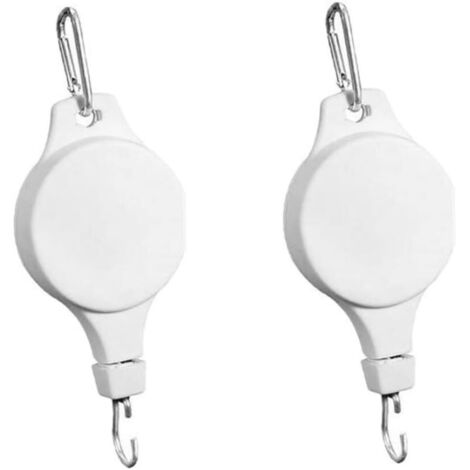 2 Pack Plant Pulley Hooks, Plant Hooks, Adjustable Retractable Ceiling Hooks for Hanging Plants (White)