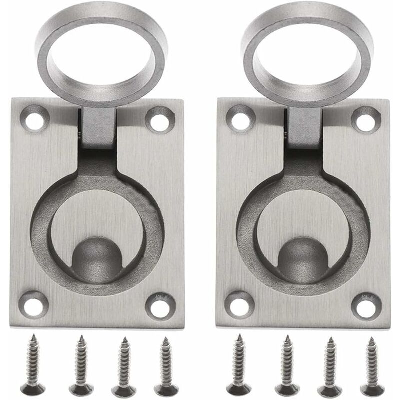 Linghhang - 2 Pack Poignée de Trappe Casier de Trappe Cabinet Caché Poignée en Acier Inoxydable Casier Marin de Trappe de Yacht de Bateau Avec 8PCS