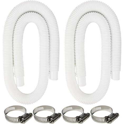 2 Pack Pool Pump Replacement Hose,1.25" Diameter, 59" Long Pool Filter Replacement Hoses for Above Ground Pools,Compatible with Intex Filter Pump 607, 637,Includes 4 Metal Clamps (white)