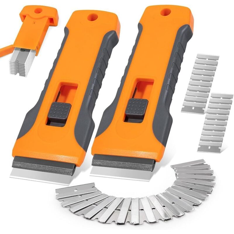 2-Pack Professional Ceramic and Induction Hob Scraper with 20 Replacement Blades – Glass Scraper for Kitchen and Home