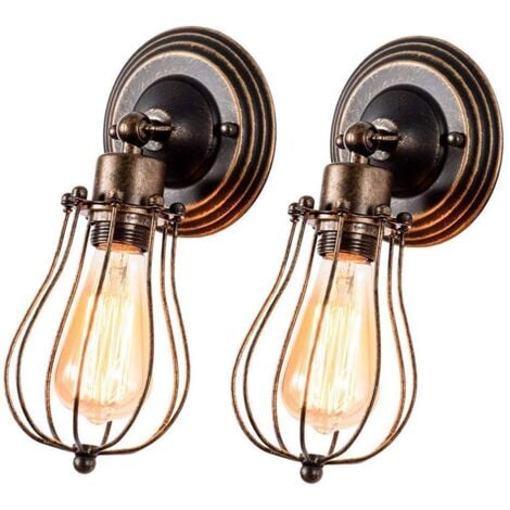 STOEX 2 Pack Retro Wall Light Industrial Vintage Wall Lights Metal Wall Sconces For Indoor Home Loft