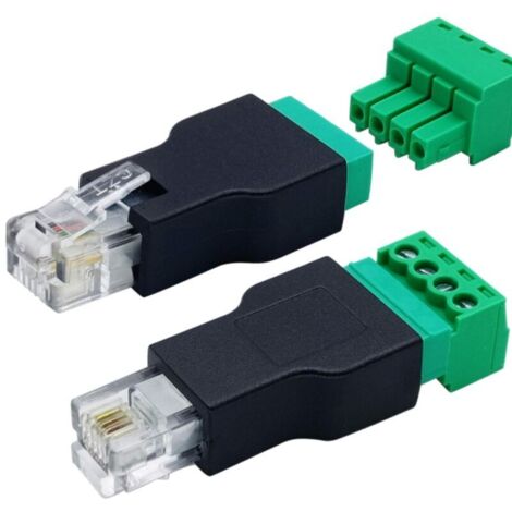 (2 Pack) RJ11 Borne à Vis RJ11 4P 4C Mâle à 4Pin Femelle Boulon Type à Vis Bornes Fiche Enfichable pour Téléphone, Couplage de Câblage CCTV