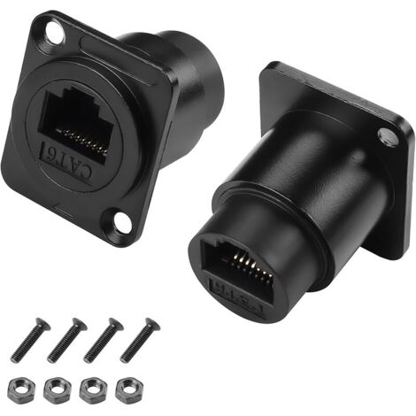 2 - Pack RJ45 cat6 panneau socket type d RJ45 femelle connecteur réseau LAN cloison passe - partout Socket