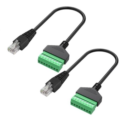 2 Pack RJ45 Mâle Borne à vis RJ45 8P 8C Mâle à 8Pin Femelle Boulon Vis Type bornes Ethernet Net Network Pluggable Type Jack Plug pour AV CCTV UTP DVR Cat5 Cat6 Cat7