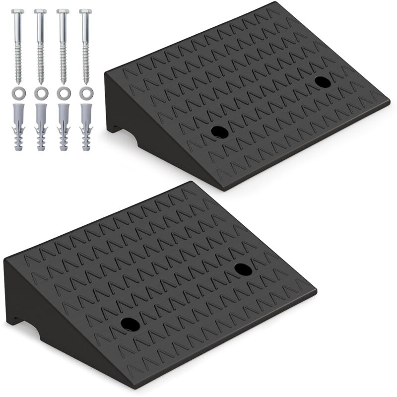 COSTWAY 2 Pack Rubber Curb Ramp 5” Raised Height Curb Ramp 6800LBS Load Capacity