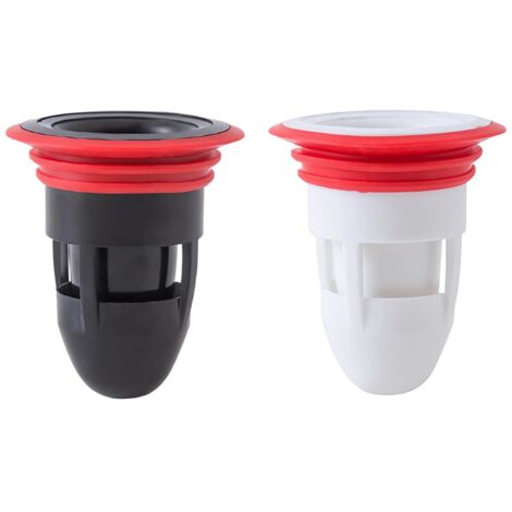 2 Pack Shower Floor Drain Stopper, One-Way Odor Proof Drain Valve for Kitchen Bathroom (White & Black)