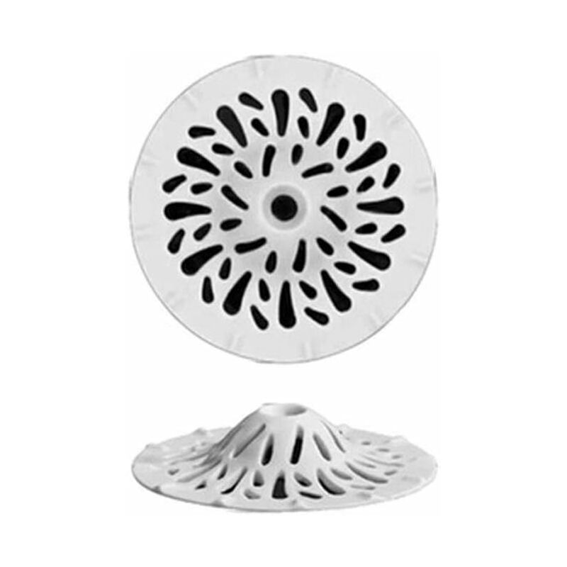 2 Pack Silicone Sink Strainer Tub or Sink Strainer Hollow Flower Pattern Drain Cover Hair Catcher for Kitchen or Bathroom (White) Modou