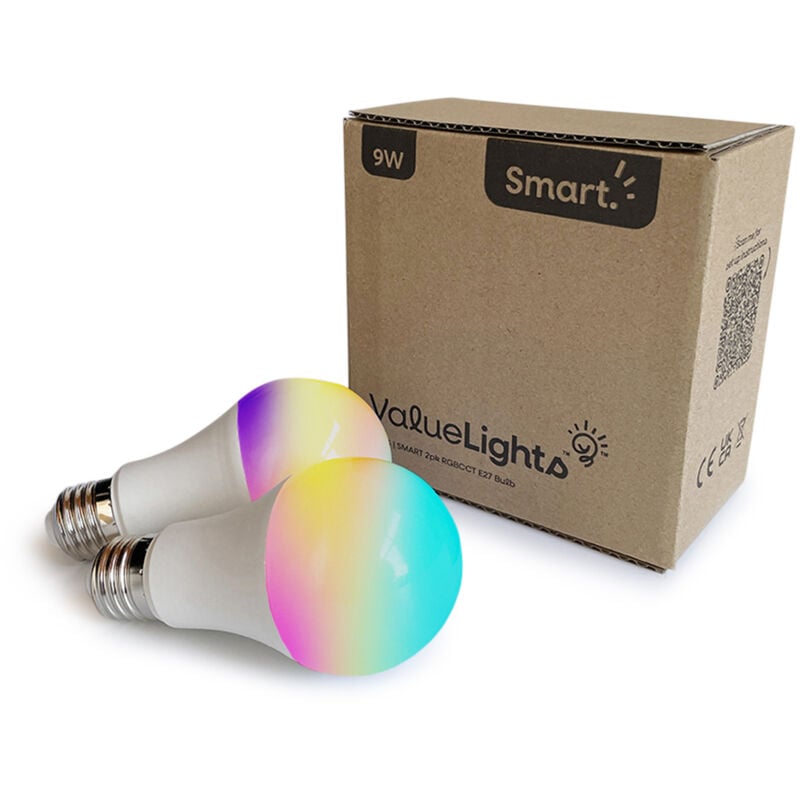 Valuelights - 2 Pack Smart led Light Bulbs App Voice Control rgb Cool Warm Lights es E27