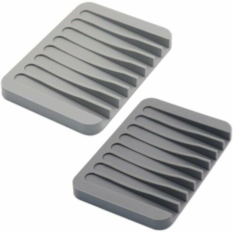 2 Pack Soap Dish Self Draining, Flexible Silicone Soap Tray Bar Soap Holder, Soap Saver Holder Drainer for Shower, Bathroom, Kitchen, Grey and Light Grey