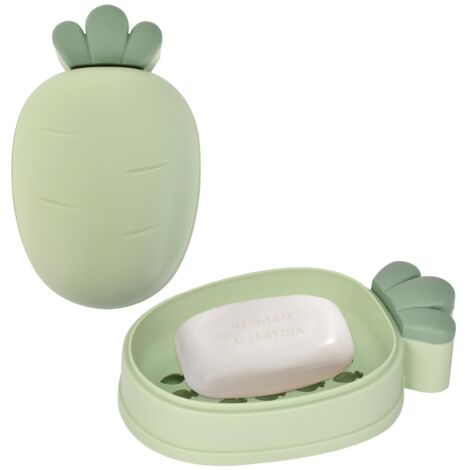2 Pack Soap Dish, Soap Holder with Lid, Portable Soap Dish, Non-Slip Soap Holder, Shower, Bathroom, Kitchen, Keep Soap Dry (Green)