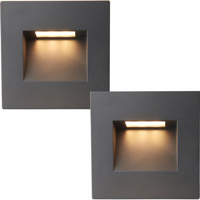 2 pack Square Outdoor Pathway Guide Light - 1.5W Indirect cct led - Black Pc