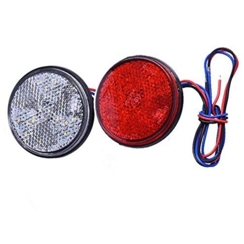 2-Pack Trailer Tail Lights, Round led Rear Brake Lights for Car, Motorcycle, Truck (Red and White)
