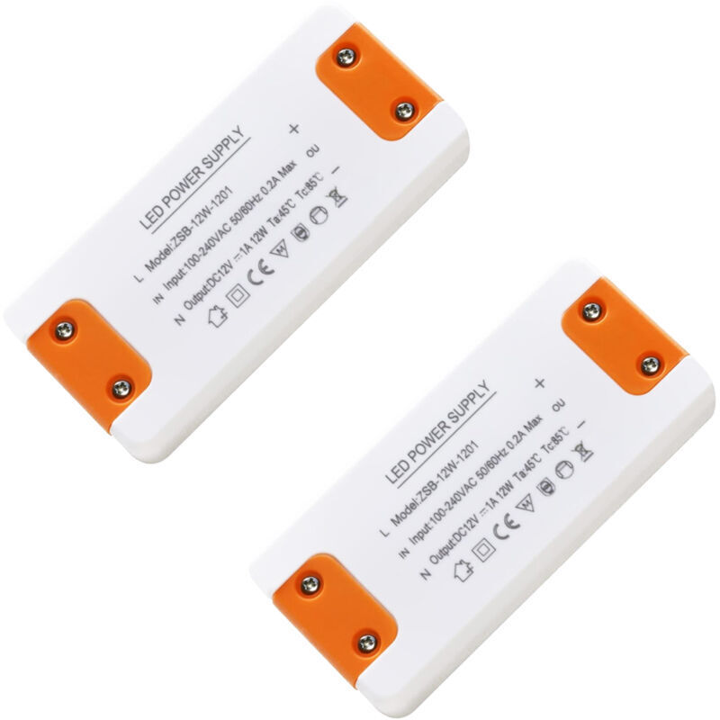 2 Pack Transformateur 220V 12V LED 12W, LED Driver alimentation 12v 12w 1A, led driver 12v, convertisseur 220v 12v, Convertisseur De Tension AC à DC