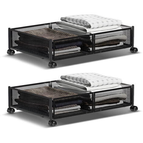 2 Pack Under Bed Storage Container with Wheels Multifunctional Home Dorm Toys Clothes Books Shoes Storage Bins Visible Foldable Underbed Organizer Drawers with Handle