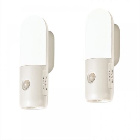 2 Pack Veilleuse Rechargeable 2000mAh Lampe LED Detecteur de Mouvement Interieur 3000K 4000K 6000K Graduable Spot Eclairage Detection Automatique pour Couloir, Escalier, Toilettes, Chambre, Cuisine