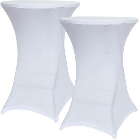 2 Pack White Table Covers for 110cm High Folding Tables, Hotel Wedding Decorations, Table Covers, Elastic Table Covers for Round Banquets