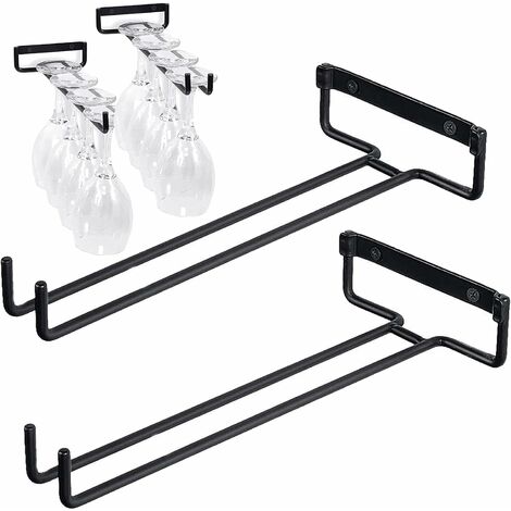 2 Pack Wine Glass Racks,Wine Glass Racks Wall Mounted,Hanging Wine Glass Rack Cups Holder for Bar Kitchen Cabinet
