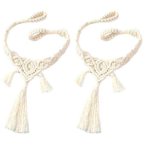 2 Pack Woven Curtain Tiebacks Handmade Macrame Decorative Curtain Holdbacks Boho Home Decor Farmhouse Curtain