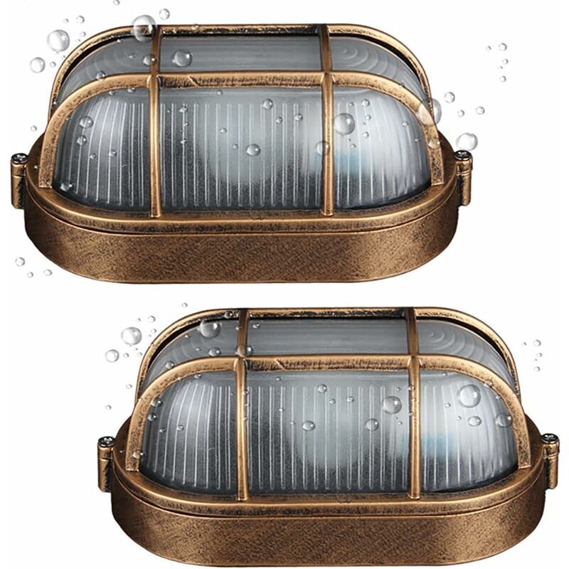 (2 pack)Applique D'extérieur, Lampe Ovale En Aluminium Moulé Sous Pression Applique, Murale Marine Nautique Lumière Vintage Industrielle, Lampe De