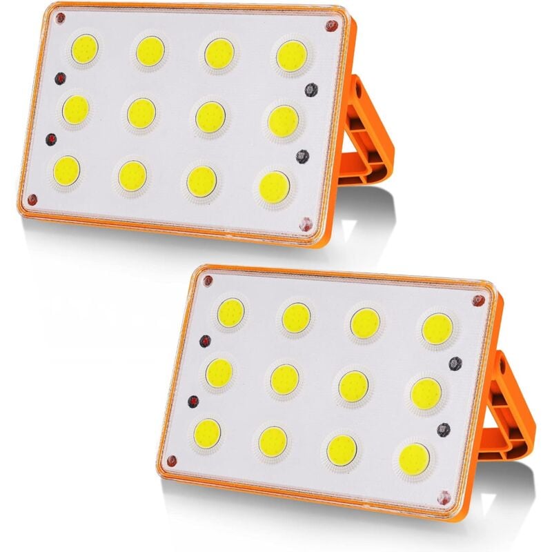 2 Packs 60W Projecteur led Rechargeable 120 cob 4 Modes Lampe Rechargeable Solaire Projecteur led Chantier Lampe de Travail Étanche Spot Led