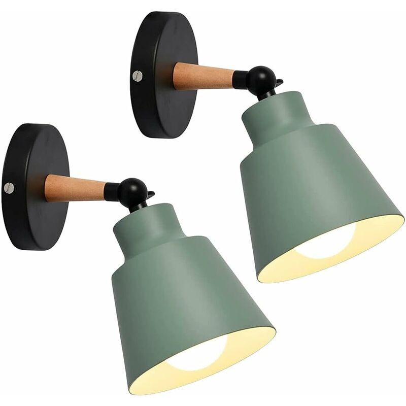 2 Packs Appliques Murales Vintages Industrielles Plafonniers Luminaires E27 En Métal Réglable Lampe Murale Interieur Rétro (Vert)