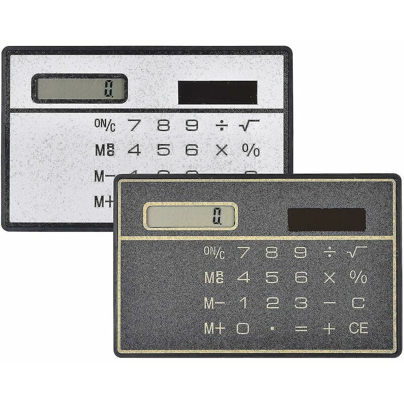 2 packs) Calculatrice pour étudiants, calculatrice Slimline à 8 chiffres, calculatrice solaire Slimline, calculatrice de bureau pour une utilisation