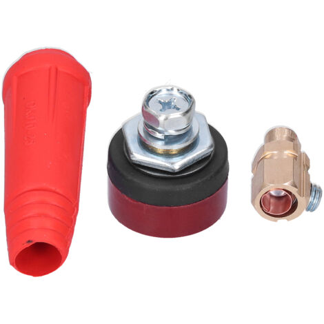 2 Packs Connecteur Rapide Douille et Fiche pour Câble de Soudure, Matériel pour Outils Électriques DJK 10‑25 Rouge